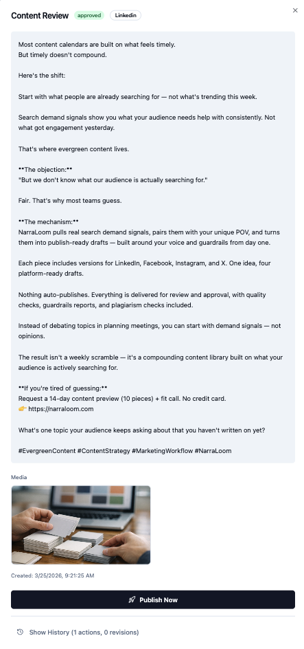 NarraLoom LinkedIn content preview